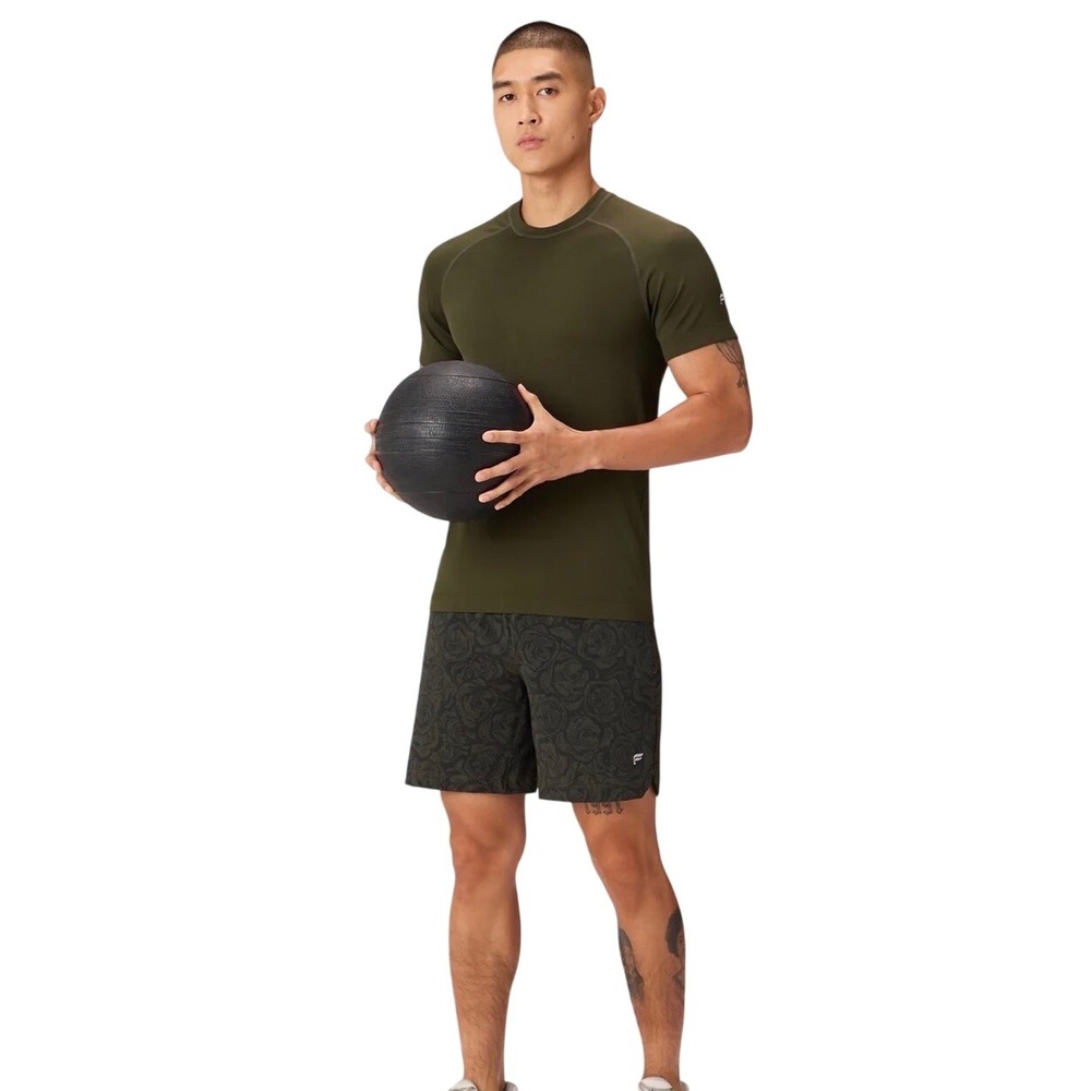 FABLETICS Seamless Performance Shirt Mens Small Olive Green Short Sleeve Gym